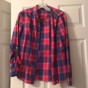 Plaid button-down shirt